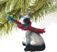 Siamese cat wearing scarf, tree decoration available on Amazon