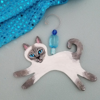 Lilac point kitten tree decoration with turquoise bead