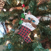 Siamese kitten in stocking - tree decoration