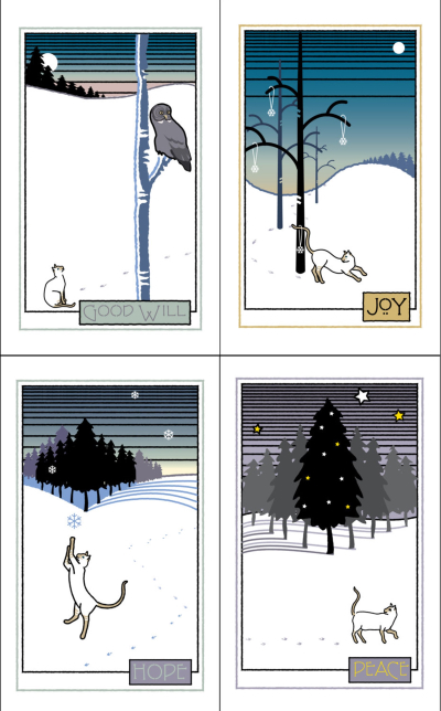 Winter holiday card selection by Open Cupboard Designs