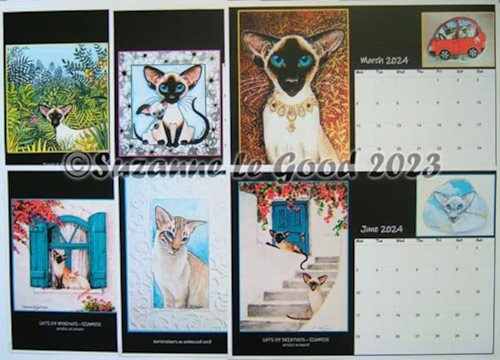 Selection of images from the interior of Suzanne Le Good's Siamese Cat Art calendar